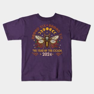 Vinatge Cicada Lover Brood XIX Brood XIII Year Of The Cicada 2024 Kids T-Shirt